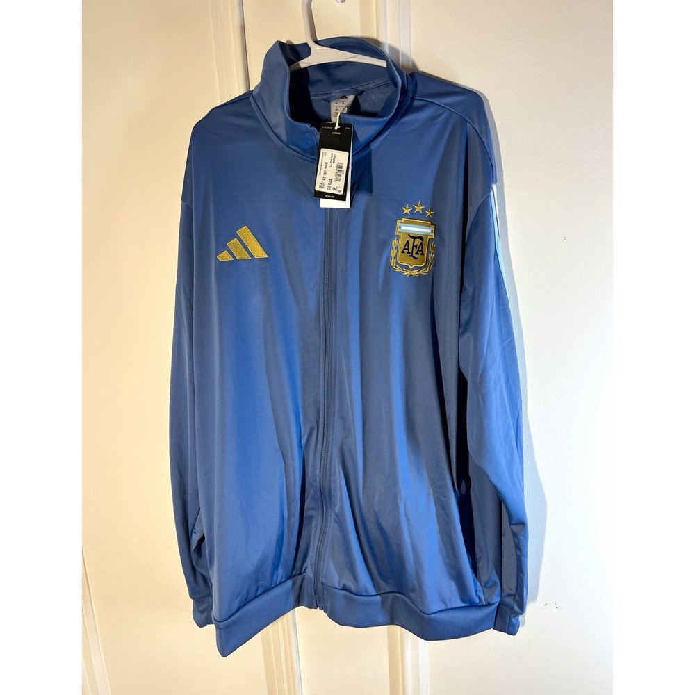 adidas Argentina DNA Track Jacket Mens 2XL Crew Blue JZ6289 AFA NWT